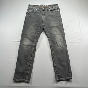 True Rebel 800 Jeans Mens 32/30 Charcoal Gray Denim Cotton Stretch Slim Fit